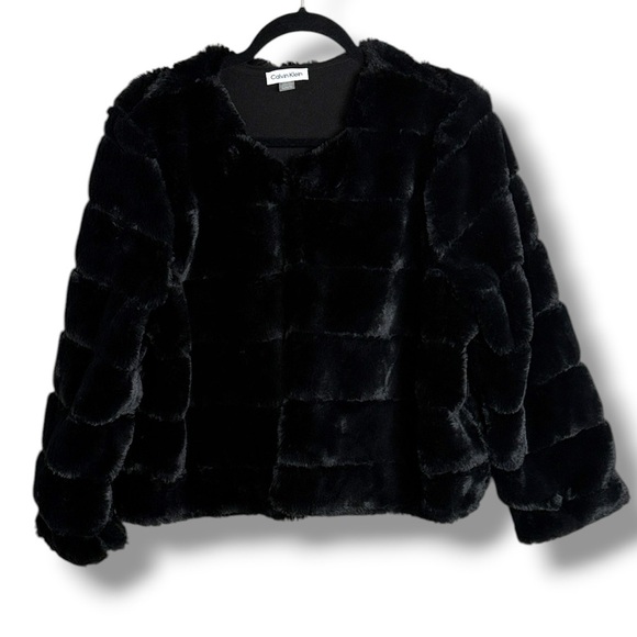 Calvin Klein Jackets & Blazers - Calvin Klein Black Faux Fur Cropped Jacket- Worn Once- Like New Formal Evening